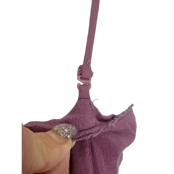 RARE NWT Free People Mauve Crinkly Crepe Embroidered Babydoll Mini Slip Dress - Picture 7 of 16